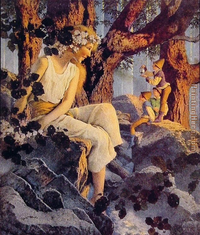 Maxfield Parrish Girl with Elves